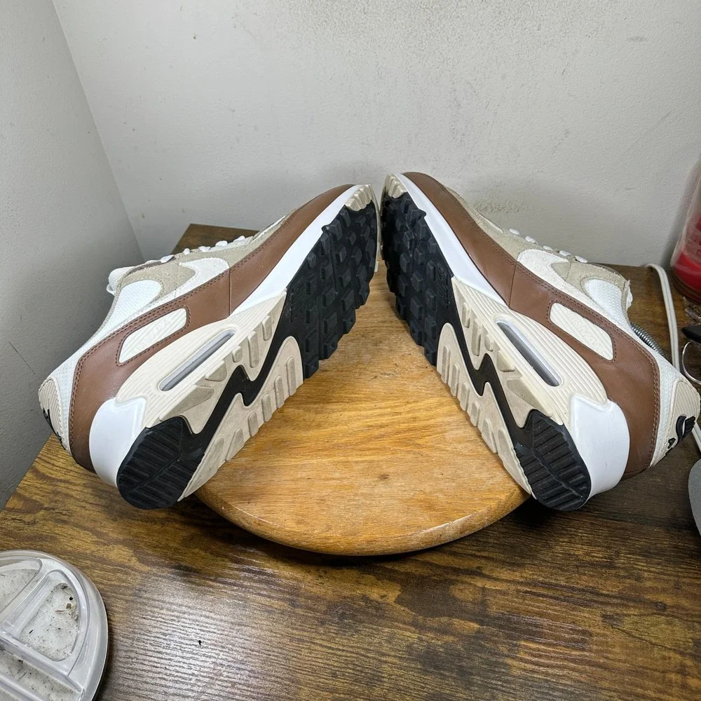 Nike Air Max 90 Mens White Tan Brown DM0029-109 Sneakers Size 14